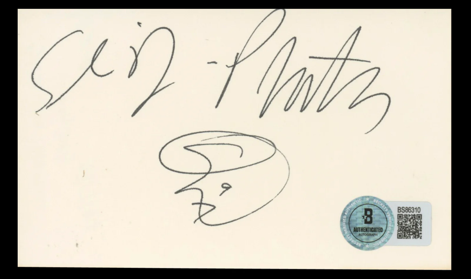 Slim Jim Phantom Stray Cats Authentic Signed 3x5 Index Card BAS #BS86310 - Image 2
