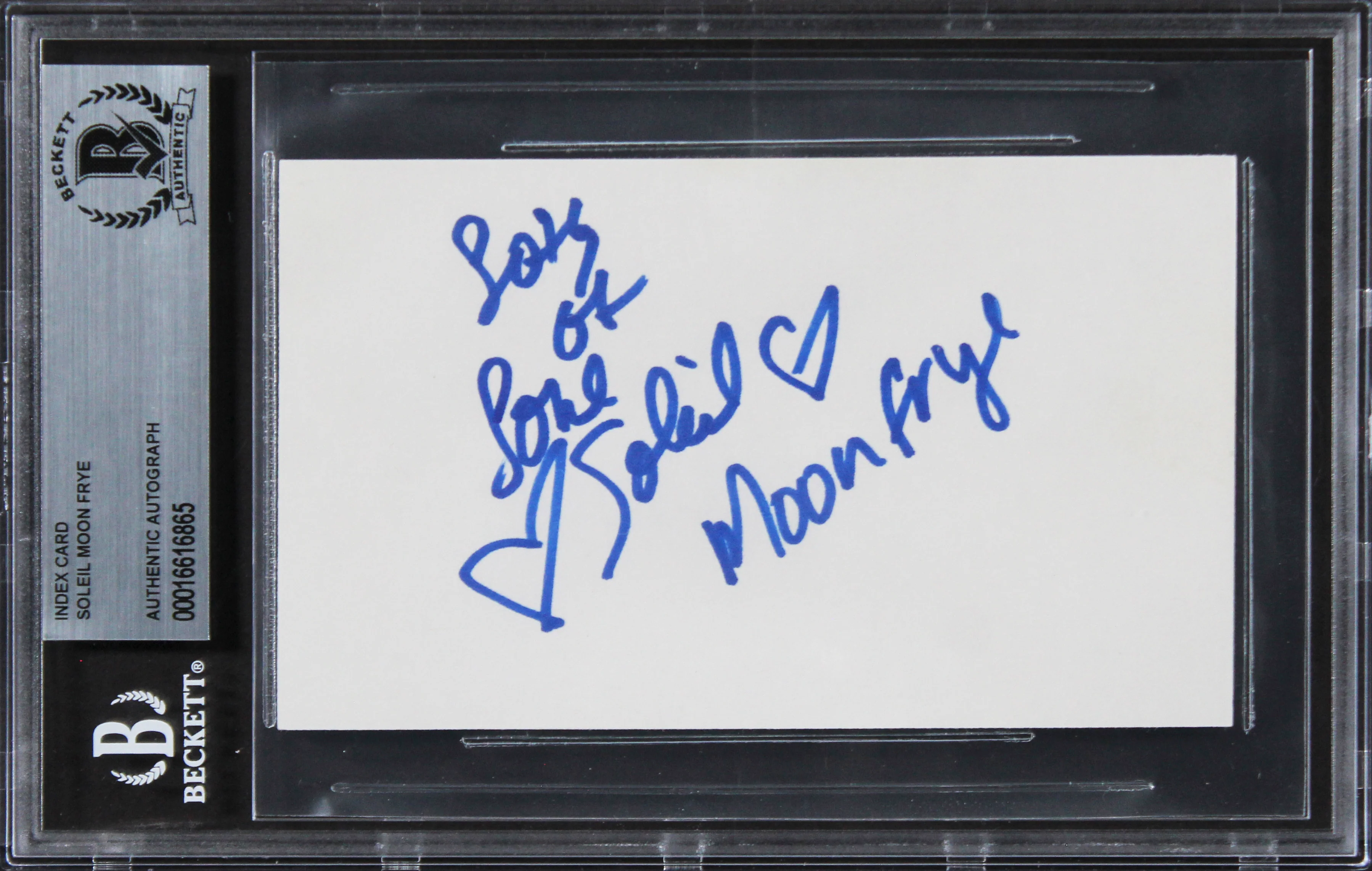 Soleil Moon Frye Punky Brewster "Lots of Love" Signed 3x5 Index Card BAS Slabbed - Image 2