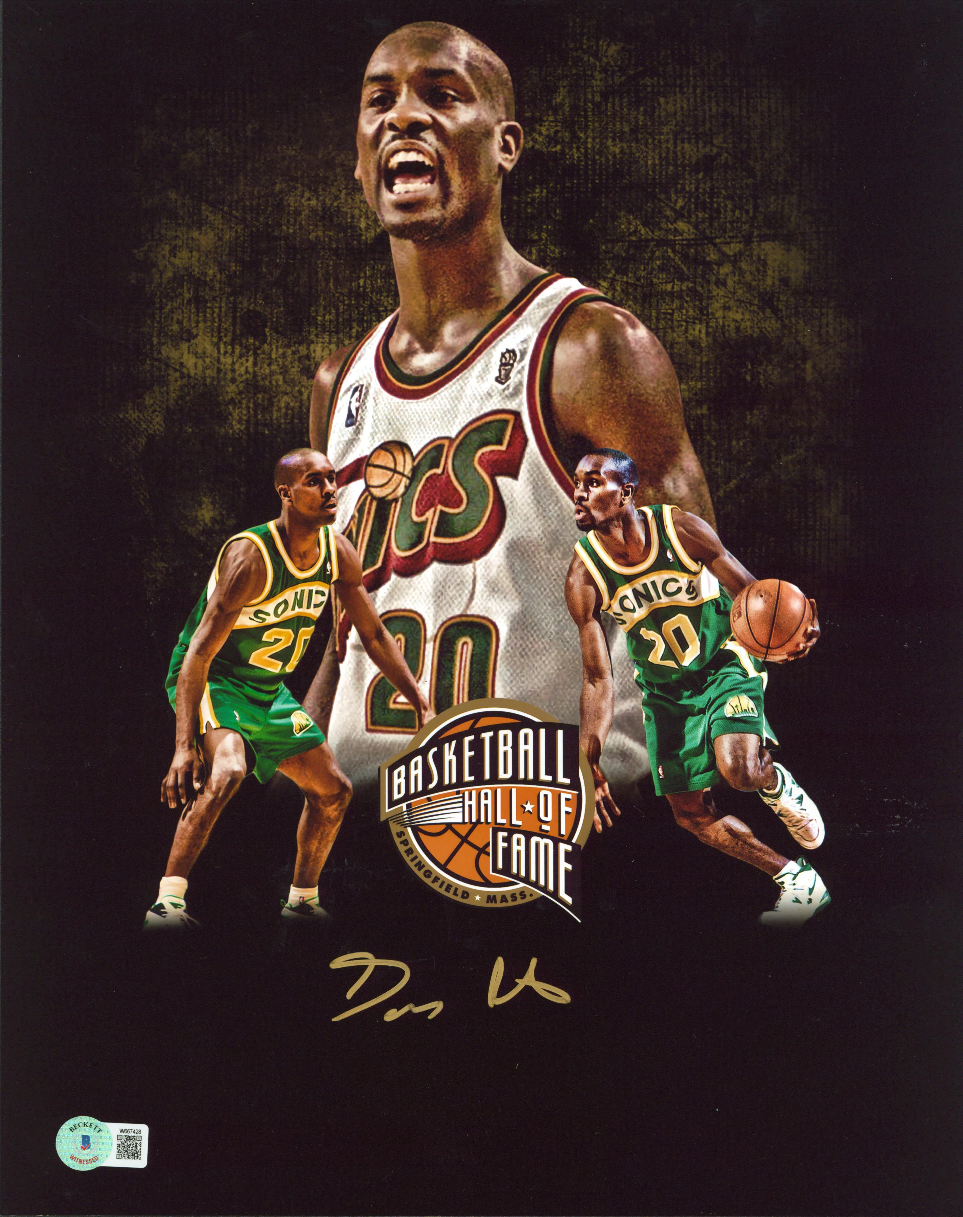 Sonics Gary Payton Authentic Signed 11x14 Custom Collage Edit Photo BAS Witness - Image 2