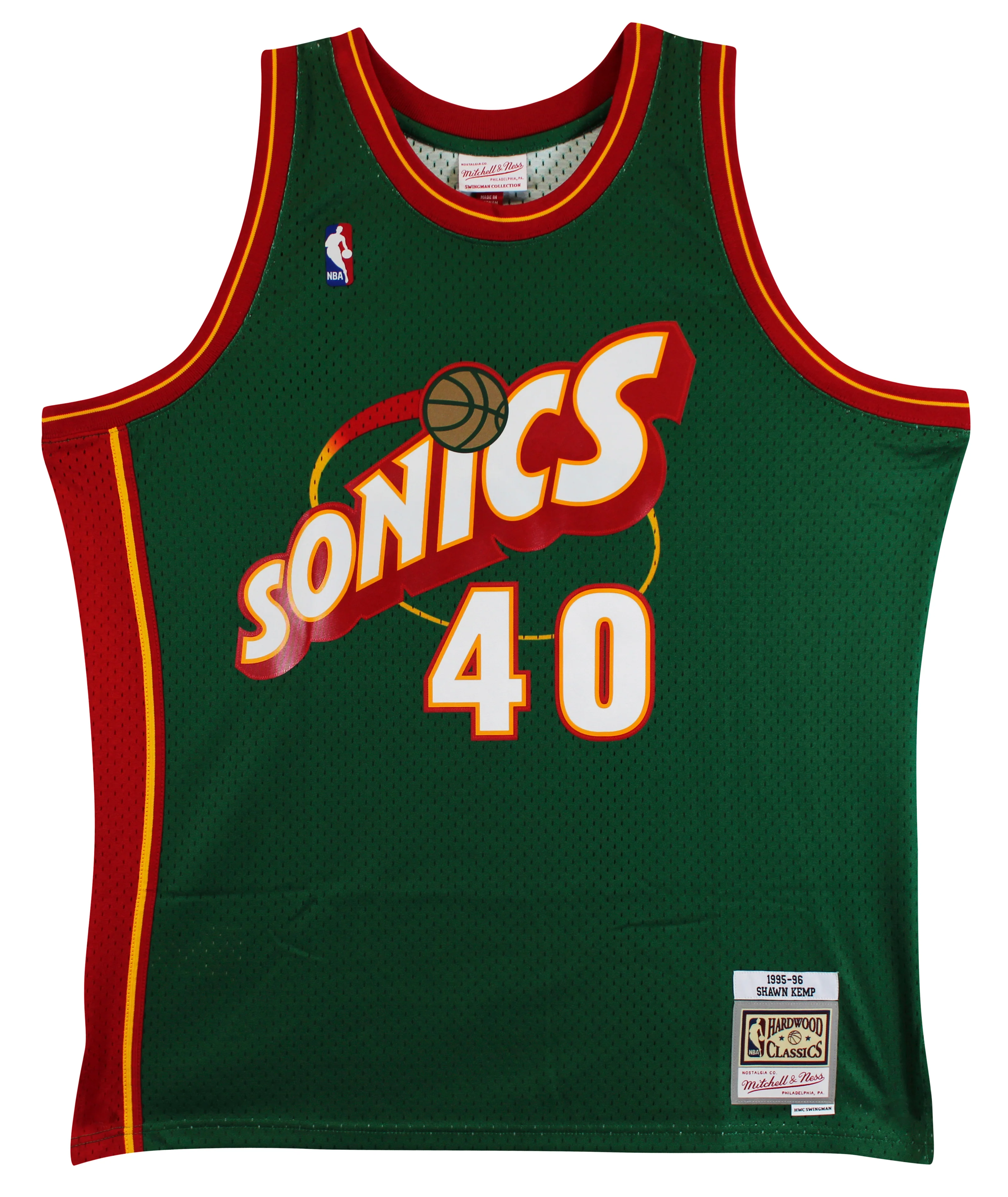 Sonics Shawn Kemp "Reign Man" Signed Green M&N 1995-96 HWC Swingman Jersey BAS W - Image 5