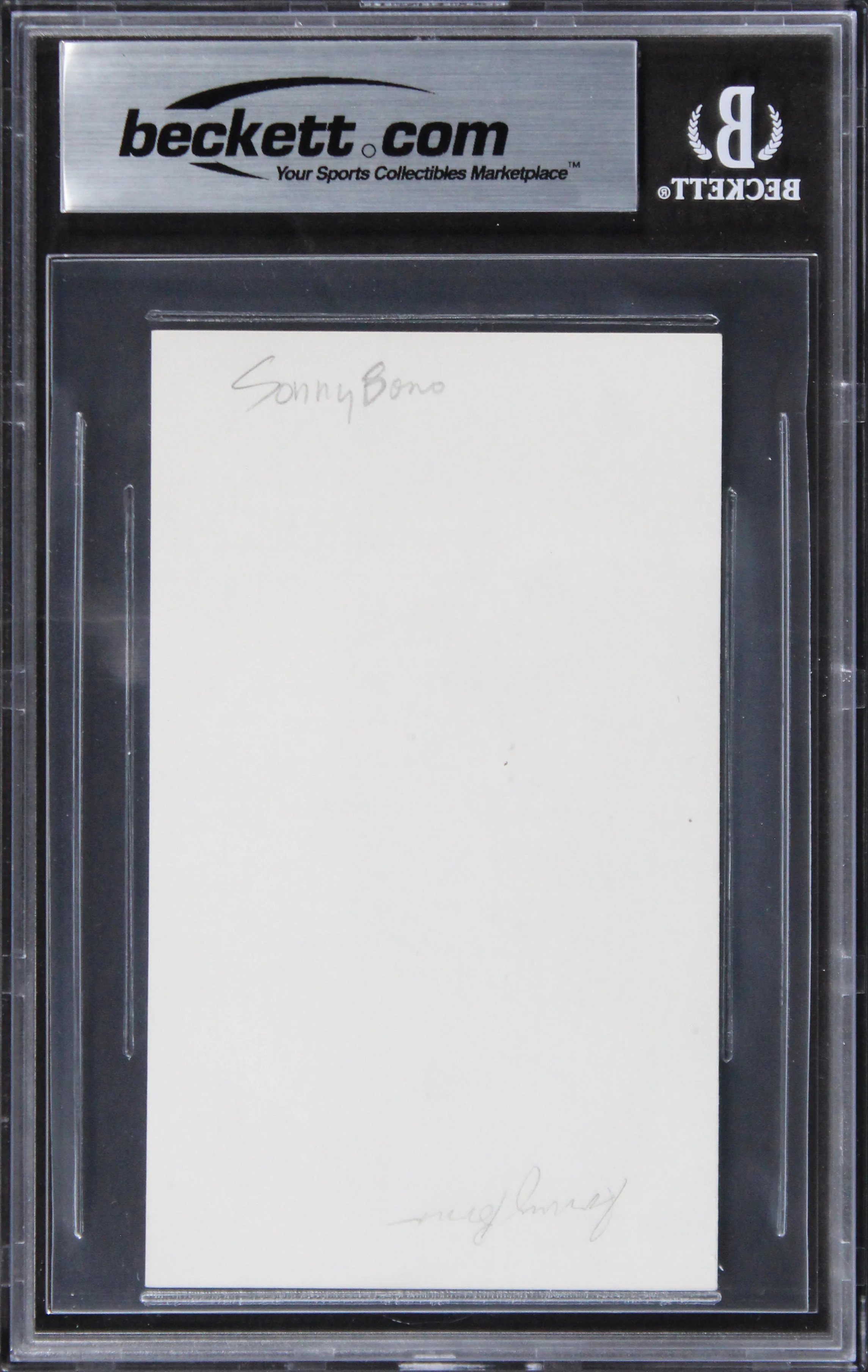 Sonny Bono Sonny & Cher Authentic Signed 3x5 Index Card Autographed BAS Slabbed - Image 3