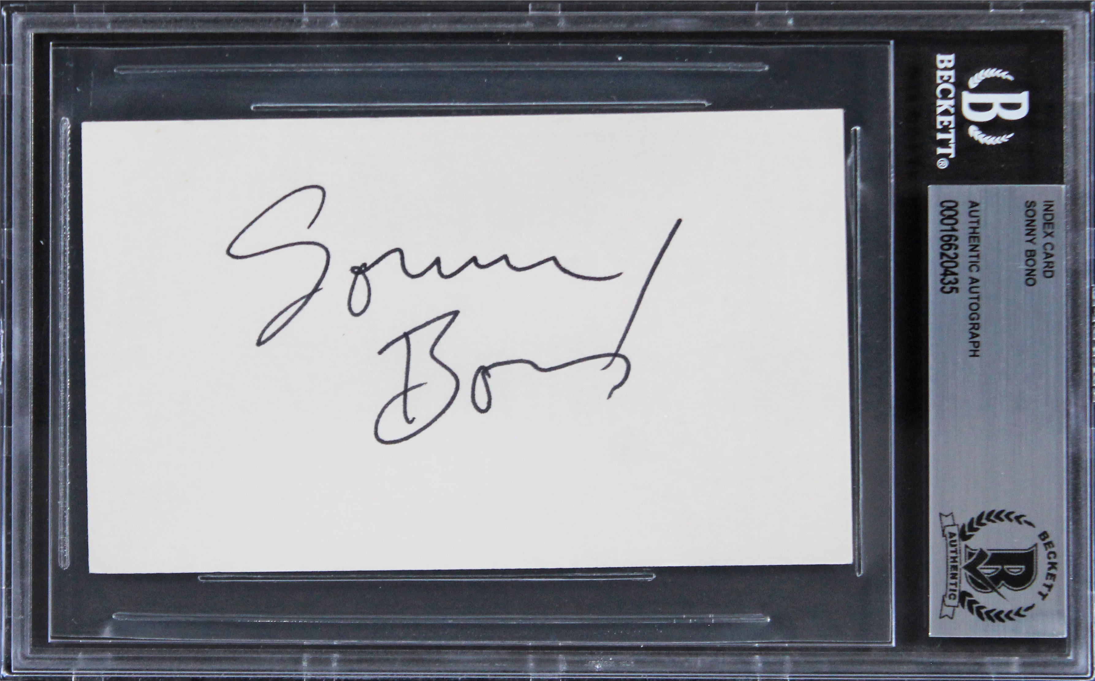 Sonny Bono The Sonny and Cher Show Authentic Signed 3x5 Index Card BAS Slabbed - Image 2