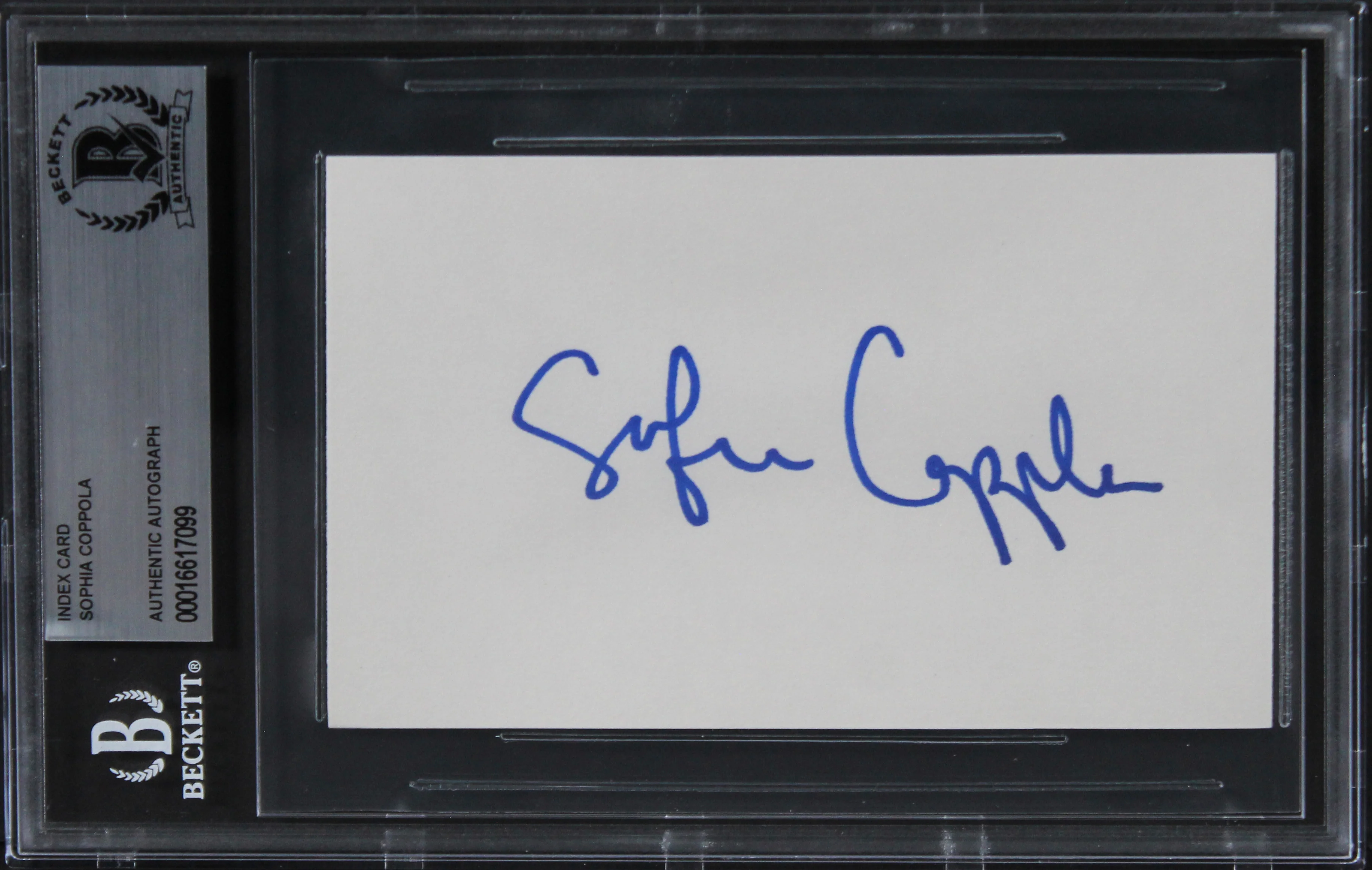 Sophia Coppola The Godfather Part 3 Authentic Signed 3x5 Index Card BAS Slab 1