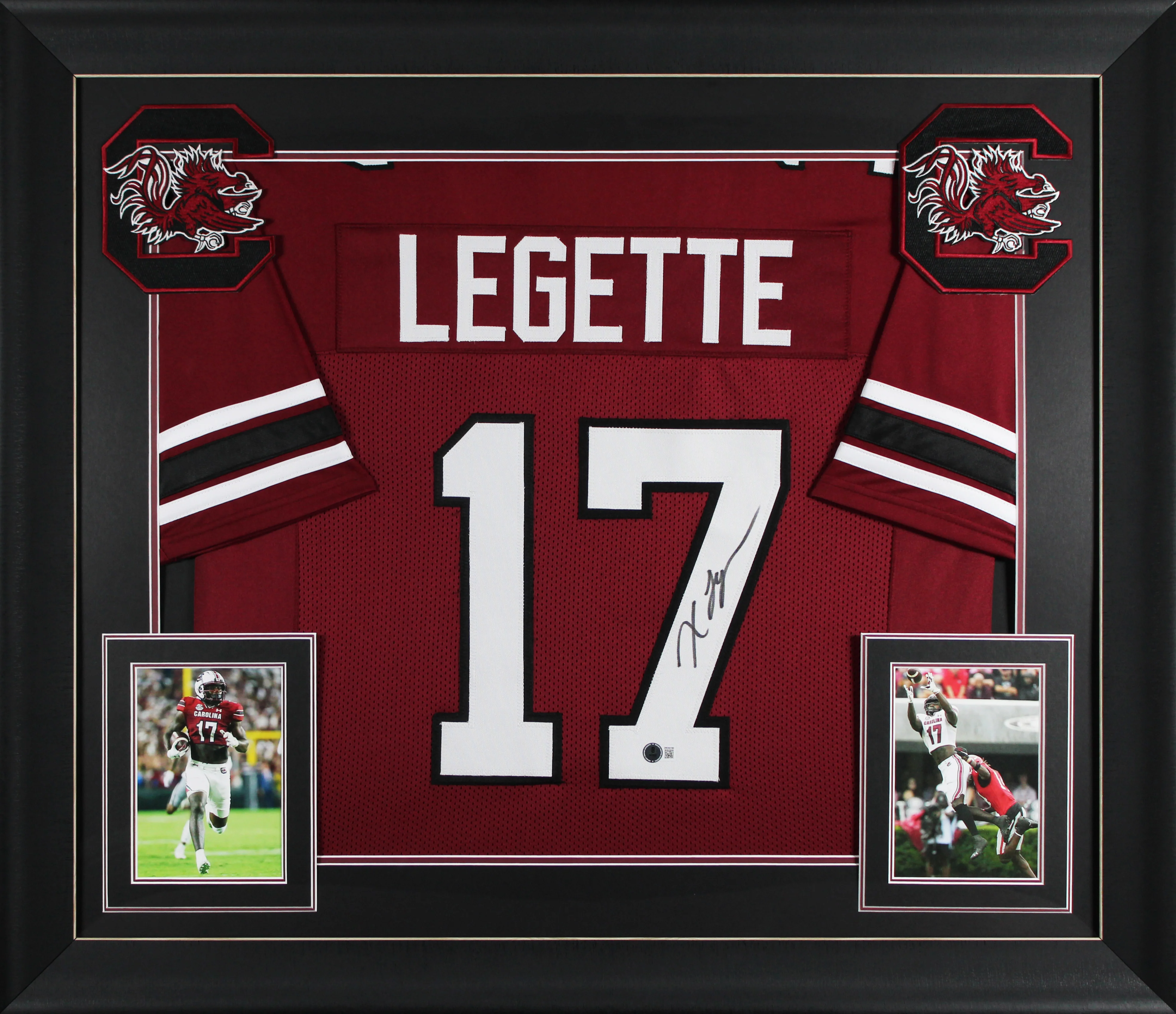 South Carolina Xavier Legette Signed Maroon Pro Style Framed Jersey BAS Wit 2 - Image 2