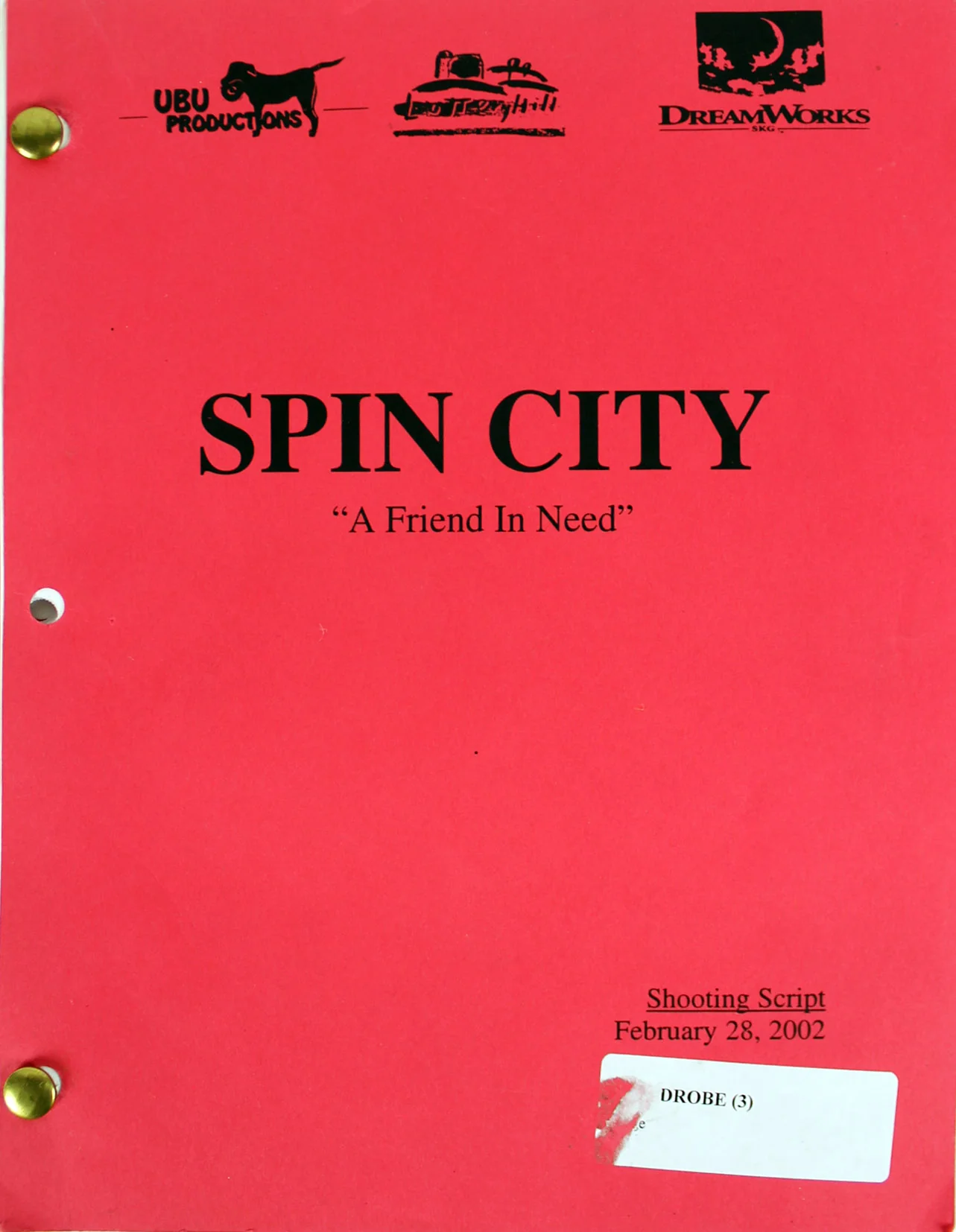 Spin City February 28, 2002 "A Friend In Need" Episode Shooting Script Unsigned - Image 3