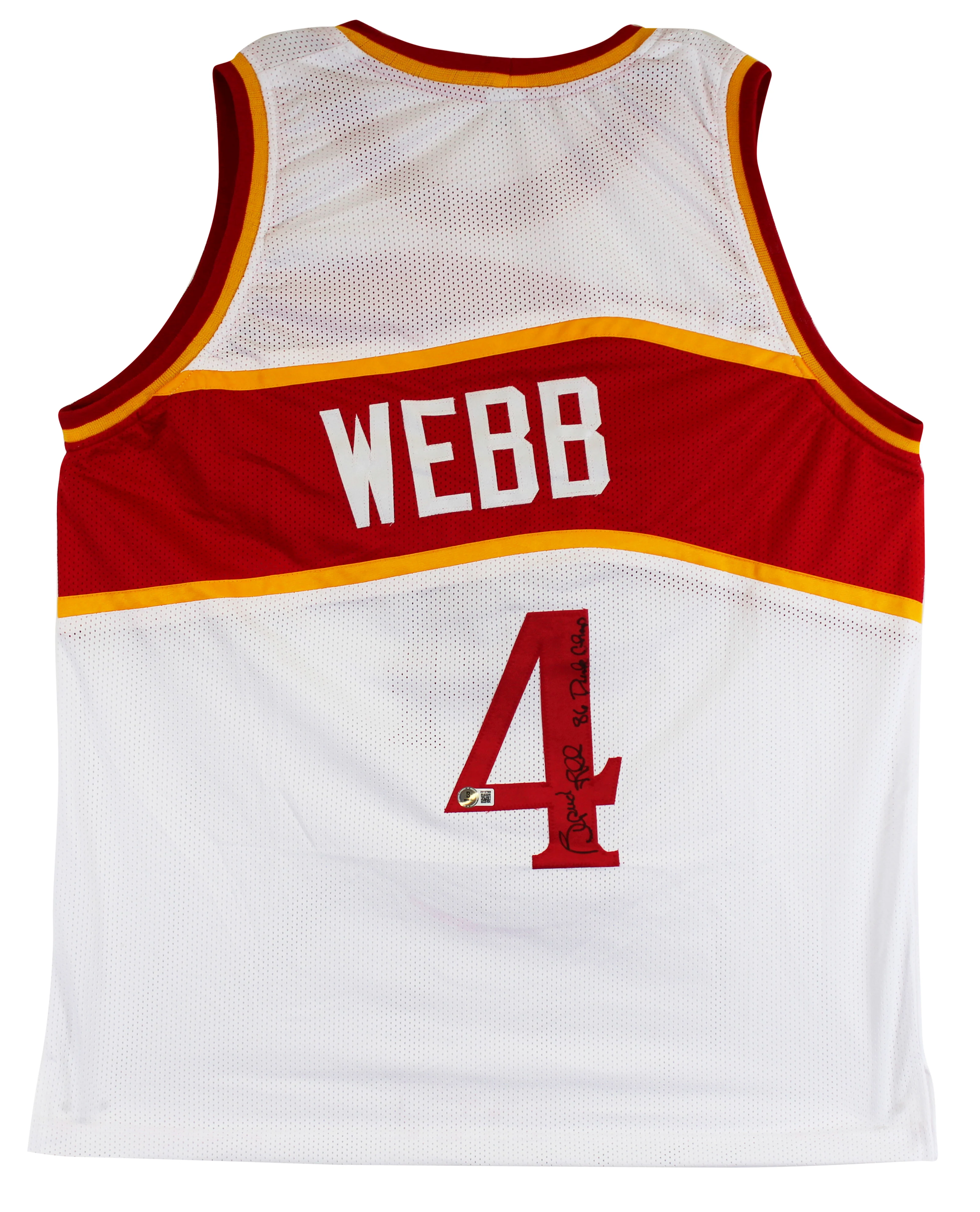 Spud Webb "1986 Dunk Champ" Signed White Pro Style Jersey BAS Witnessed - Image 2