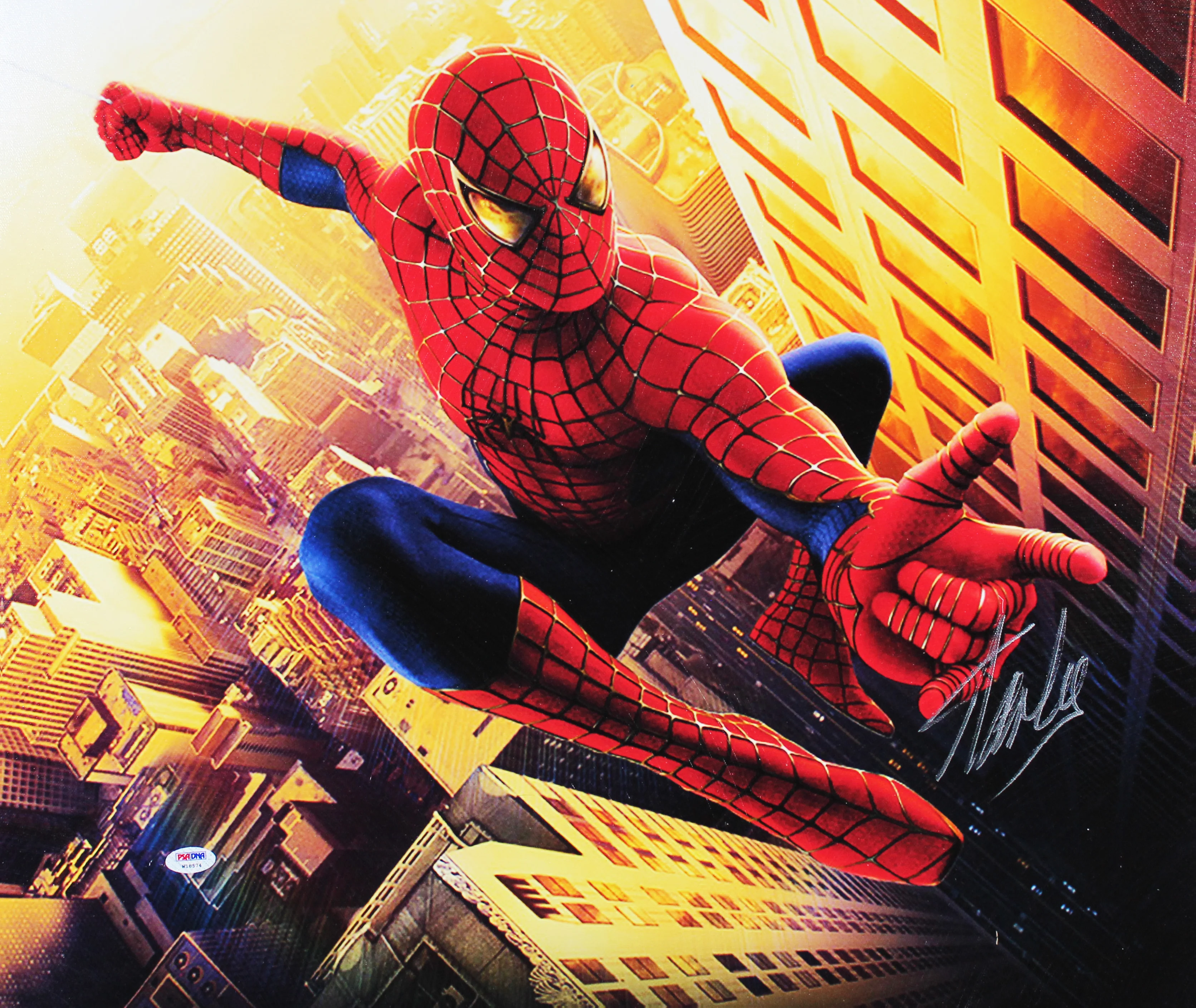 Stan Lee Marvel Authentic Signed 20x24 Spider-Man Canvas PSA/DNA #W18574