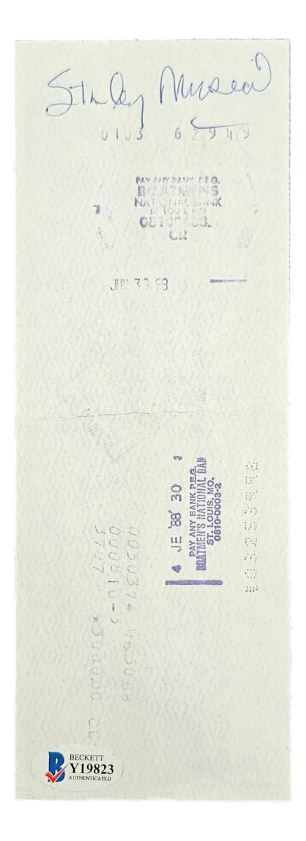 Stan Musial St. Louis Cardinals Signed Bank Check #2339 BAS Y19823 - Image 2