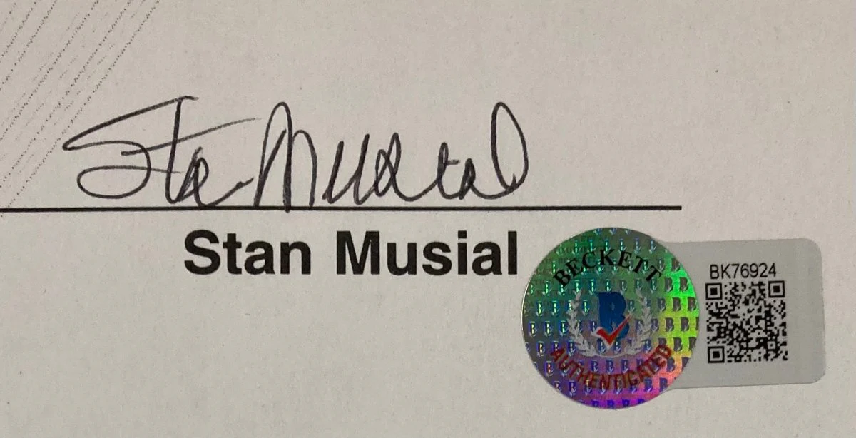 Stan Musial St. Louis Cardinals Signed Musial Certificate Of Authenticity 2 BAS - Image 2