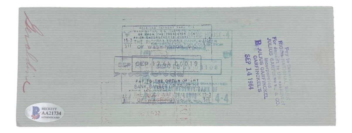 Stan Musial St. Louis Cardinals Signed Bank Check #1277 BAS - Image 2