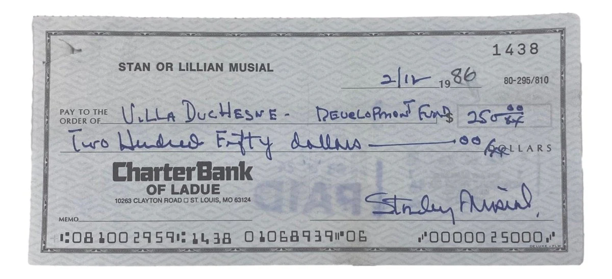 Stan Musial St. Louis Cardinals Signed Bank Check #1438 BAS
