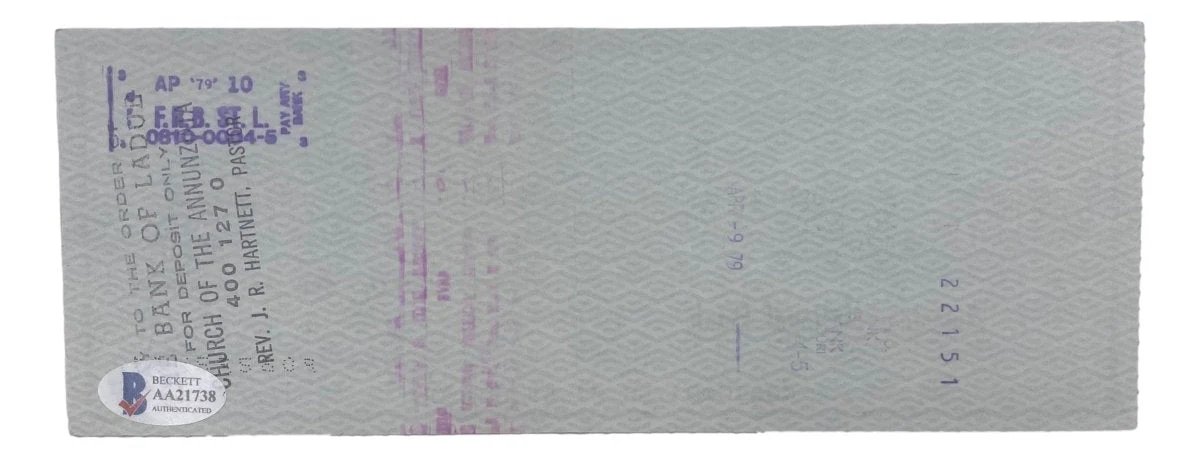 Stan Musial St. Louis Cardinals Signed Bank Check #5506 BAS - Image 2