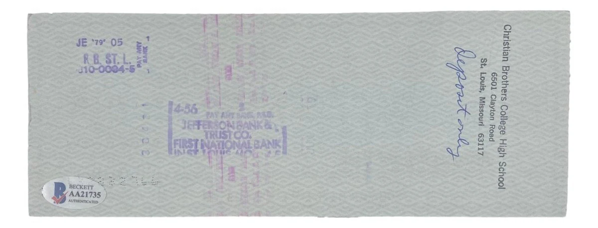 Stan Musial St. Louis Cardinals Signed Bank Check #5555 BAS - Image 2