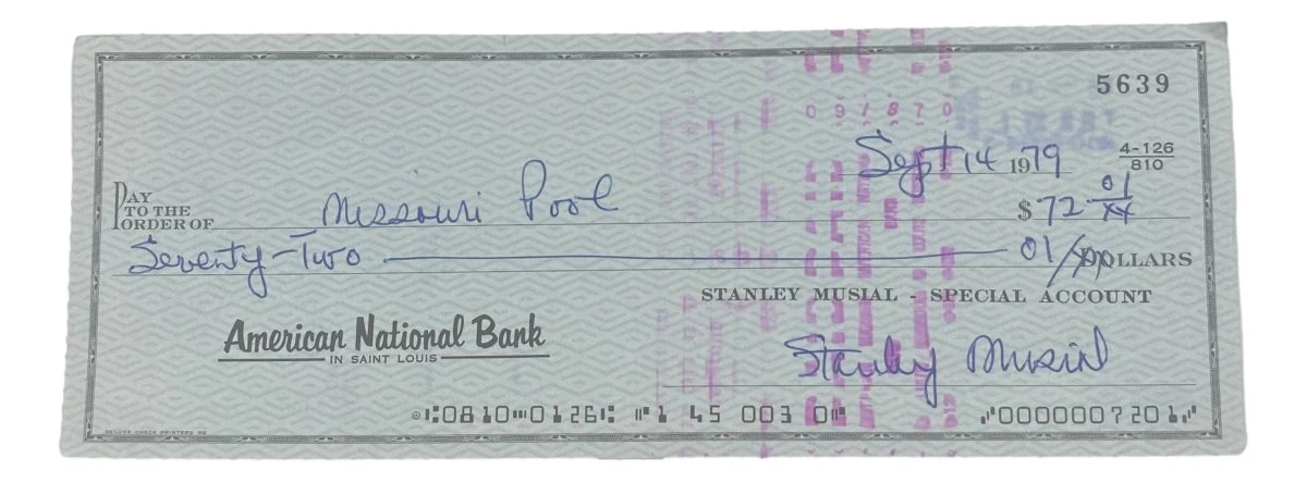 Stan Musial St. Louis Cardinals Signed Bank Check #5639 BAS - Image 4