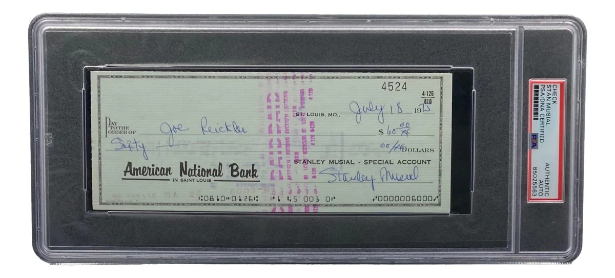 Stan Musial St. Louis Cardinals Signed Bank Check PSA/DNA 85025563