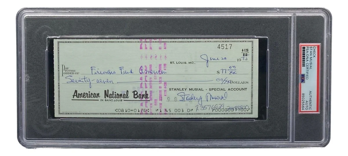 Stan Musial St. Louis Cardinals Signed Bank Check PSA/DNA 85025564