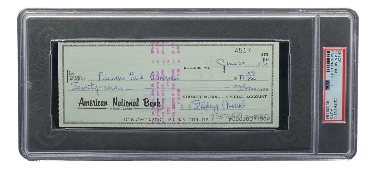 Stan Musial St. Louis Cardinals Signed Bank Check PSA/DNA 85025564 - Image 4