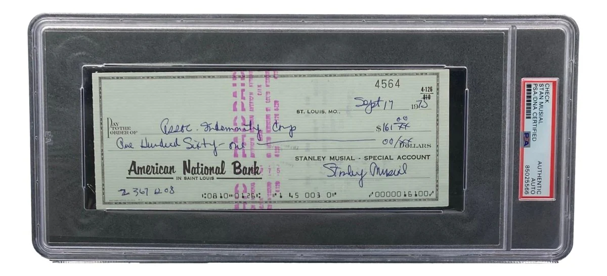 Stan Musial St. Louis Cardinals Signed Bank Check PSA/DNA 85025566 - Image 4