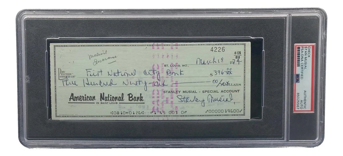 Stan Musial St. Louis Cardinals Signed Bank Check PSA/DNA 85025567