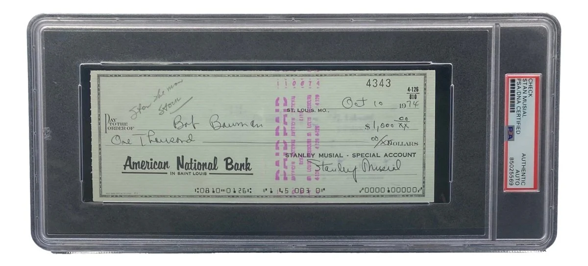 Stan Musial St. Louis Cardinals Signed Bank Check PSA/DNA 85025569
