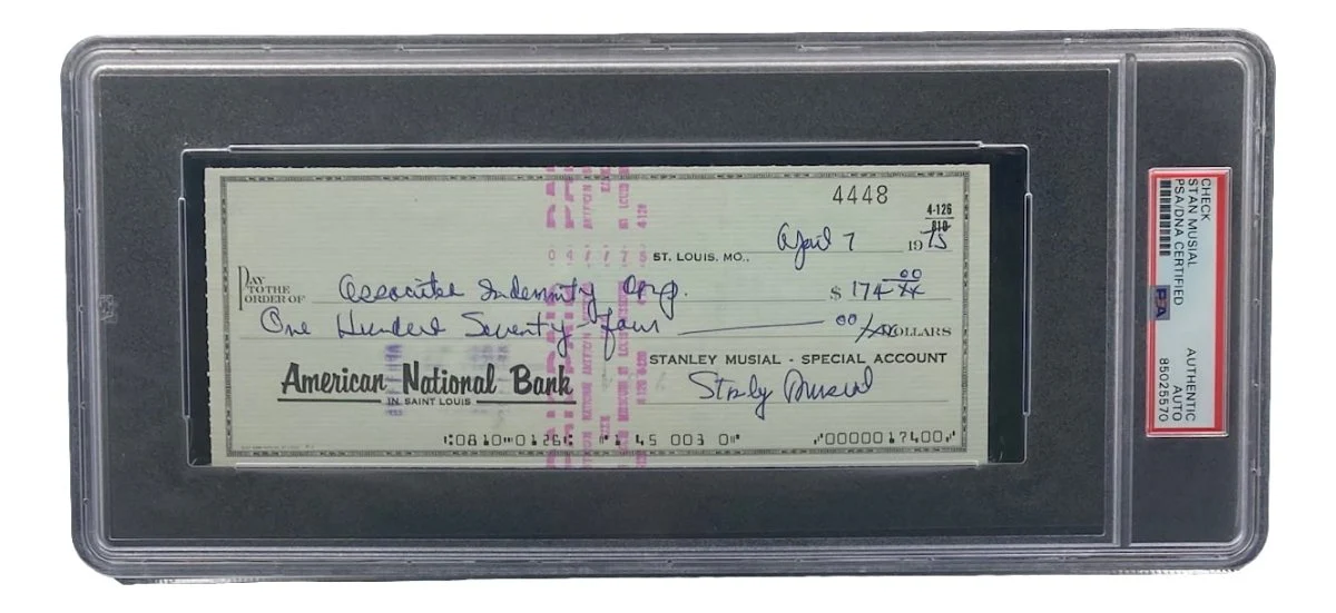 Stan Musial St. Louis Cardinals Signed Bank Check PSA/DNA 85025570 - Image 4