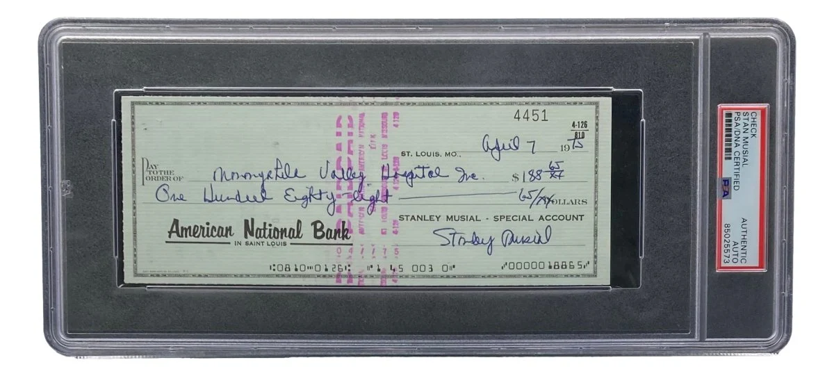 Stan Musial St. Louis Cardinals Signed Bank Check PSA/DNA 85025573 - Image 4