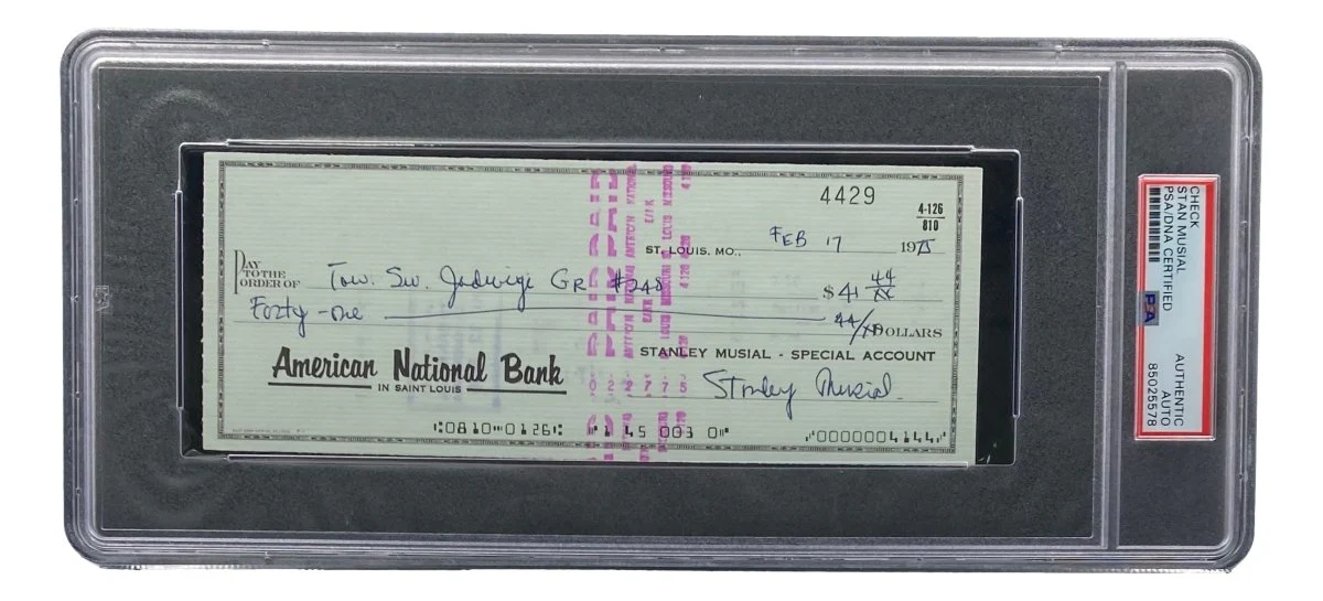 Stan Musial St. Louis Cardinals Signed Bank Check PSA/DNA 85025578