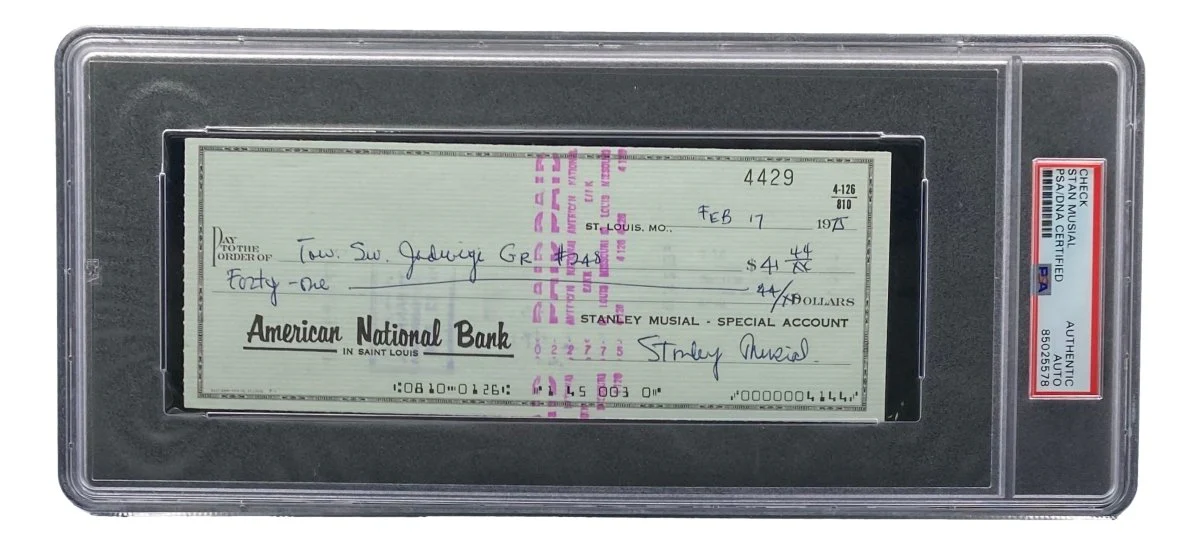 Stan Musial St. Louis Cardinals Signed Bank Check PSA/DNA 85025578 - Image 4