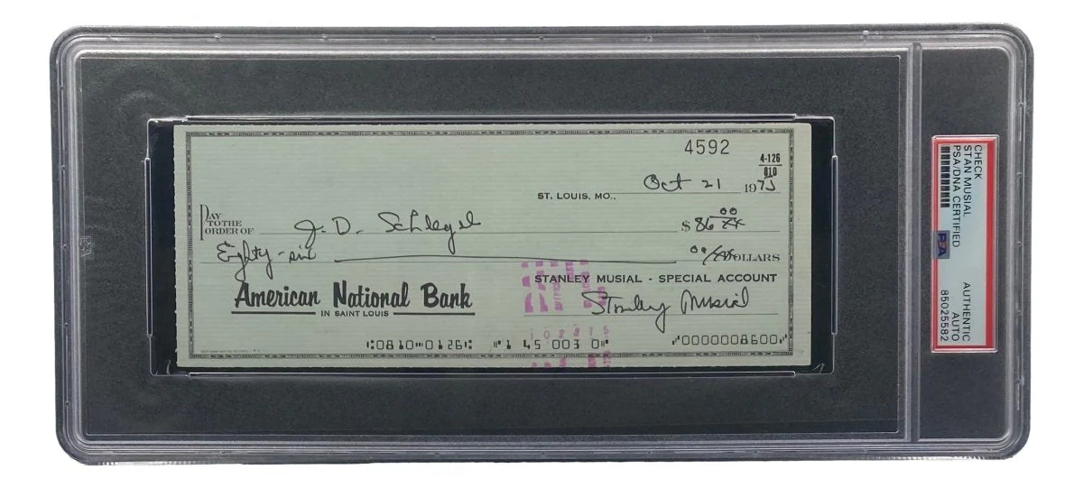 Stan Musial St. Louis Cardinals Signed Bank Check PSA/DNA 85025582 - Image 4