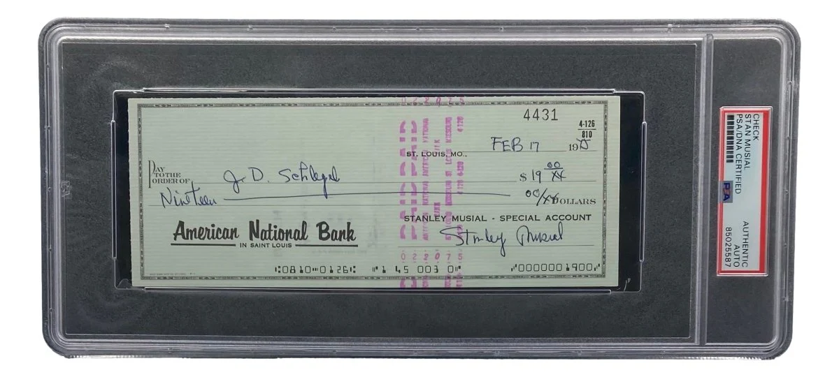 Stan Musial St. Louis Cardinals Signed Bank Check PSA/DNA 85025587 - Image 4