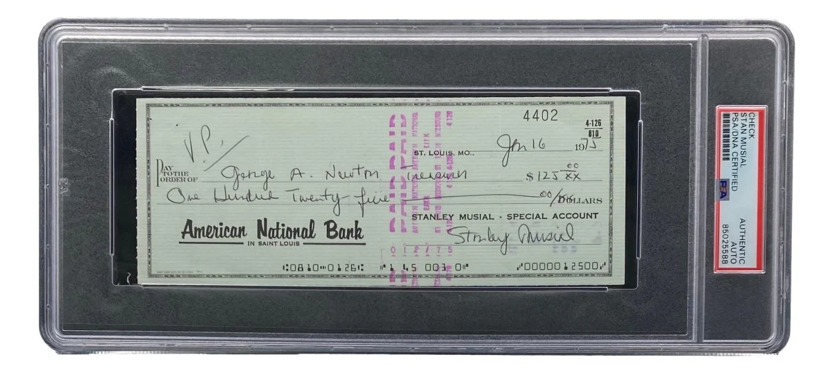 Stan Musial St. Louis Cardinals Signed Bank Check PSA/DNA 85025588