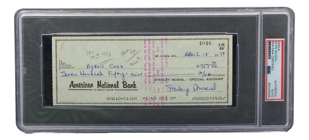 Stan Musial St. Louis Cardinals Signed Bank Check PSA/DNA 85025589 - Image 4