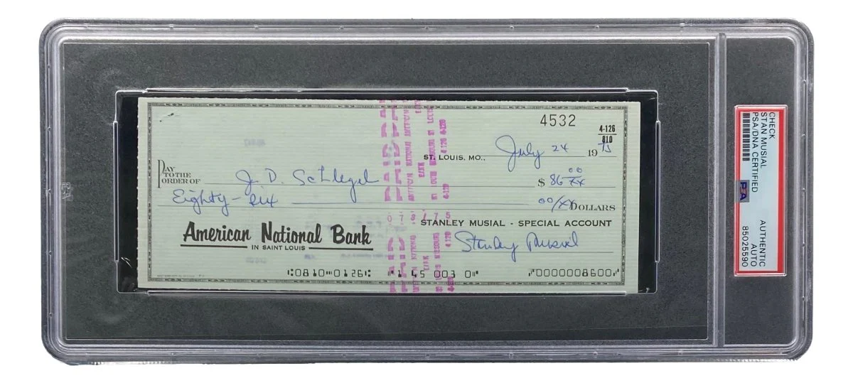 Stan Musial St. Louis Cardinals Signed Bank Check PSA/DNA 85025590