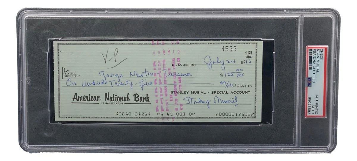 Stan Musial St. Louis Cardinals Signed Bank Check PSA/DNA 85025592