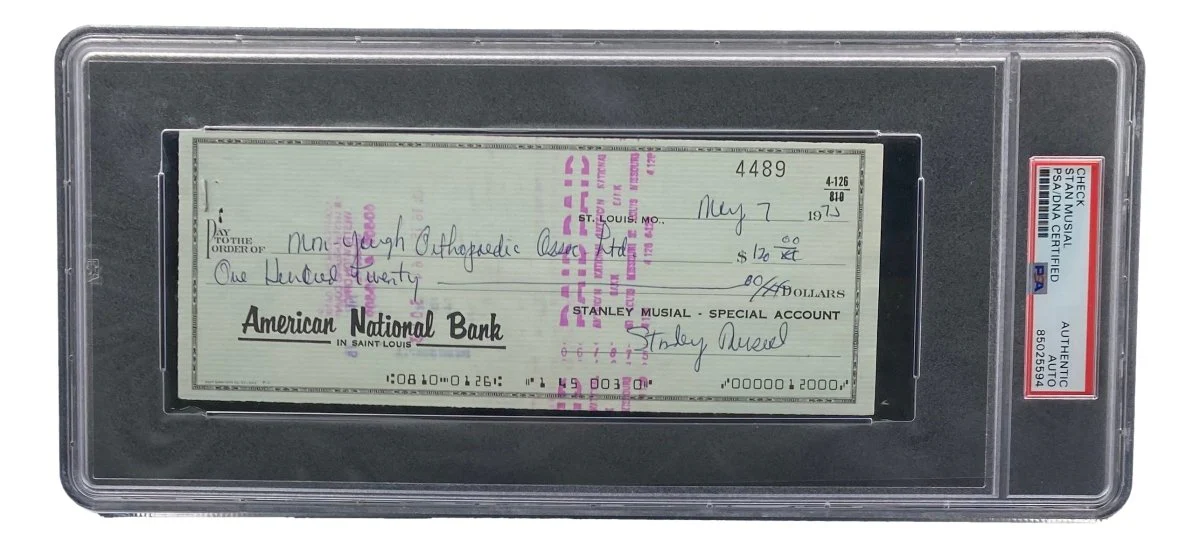 Stan Musial St. Louis Cardinals Signed Bank Check PSA/DNA 85025594