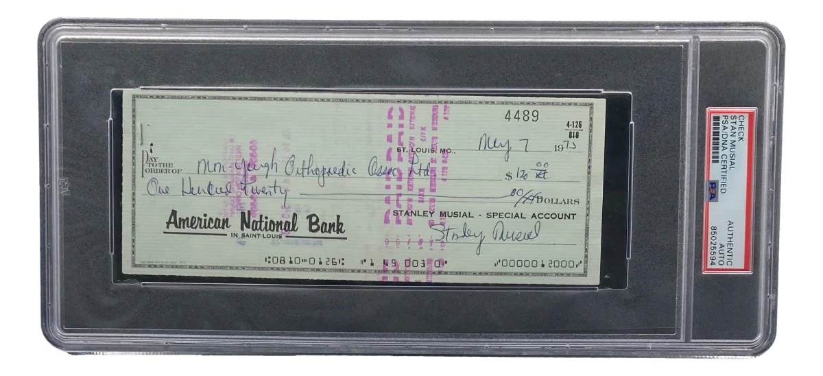 Stan Musial St. Louis Cardinals Signed Bank Check PSA/DNA 85025594 - Image 4