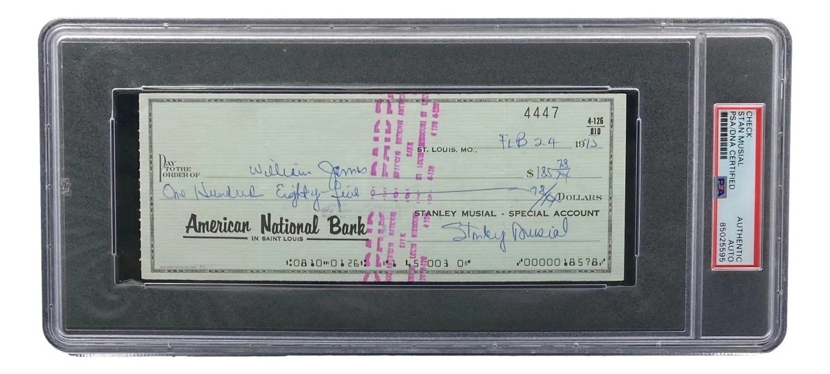 Stan Musial St. Louis Cardinals Signed Bank Check PSA/DNA 85025595