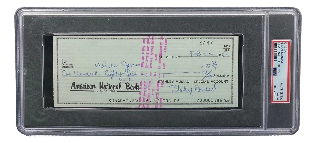 Stan Musial St. Louis Cardinals Signed Bank Check PSA/DNA 85025595 - Image 4