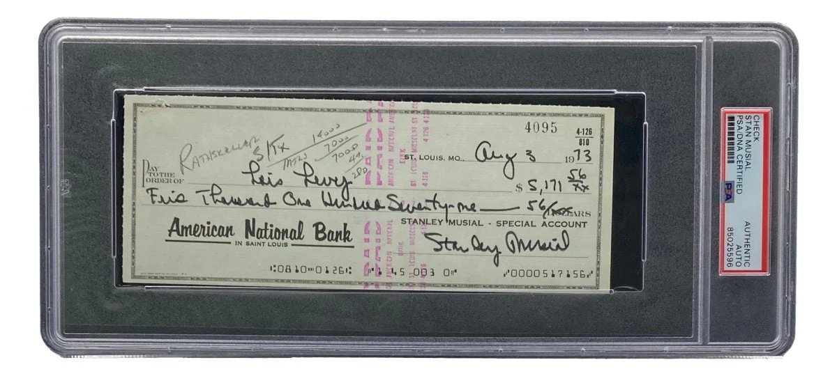Stan Musial St. Louis Cardinals Signed Bank Check PSA/DNA 85025596 - Image 4