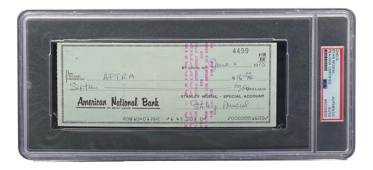 Stan Musial St. Louis Cardinals Signed Bank Check PSA/DNA 85025600