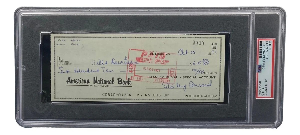 Stan Musial St. Louis Cardinals Signed Bank Check PSA/DNA 85025604
