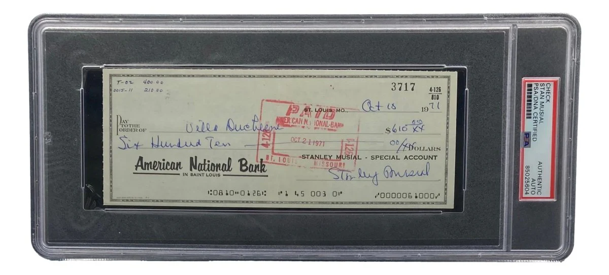 Stan Musial St. Louis Cardinals Signed Bank Check PSA/DNA 85025604 - Image 4