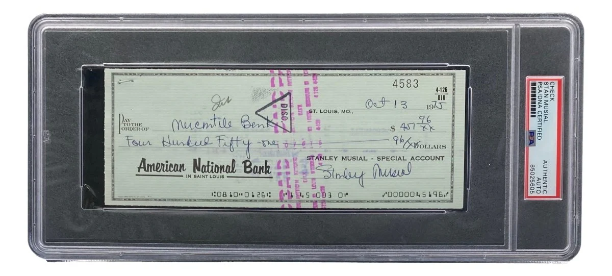 Stan Musial St. Louis Cardinals Signed Bank Check PSA/DNA 85025605 - Image 4