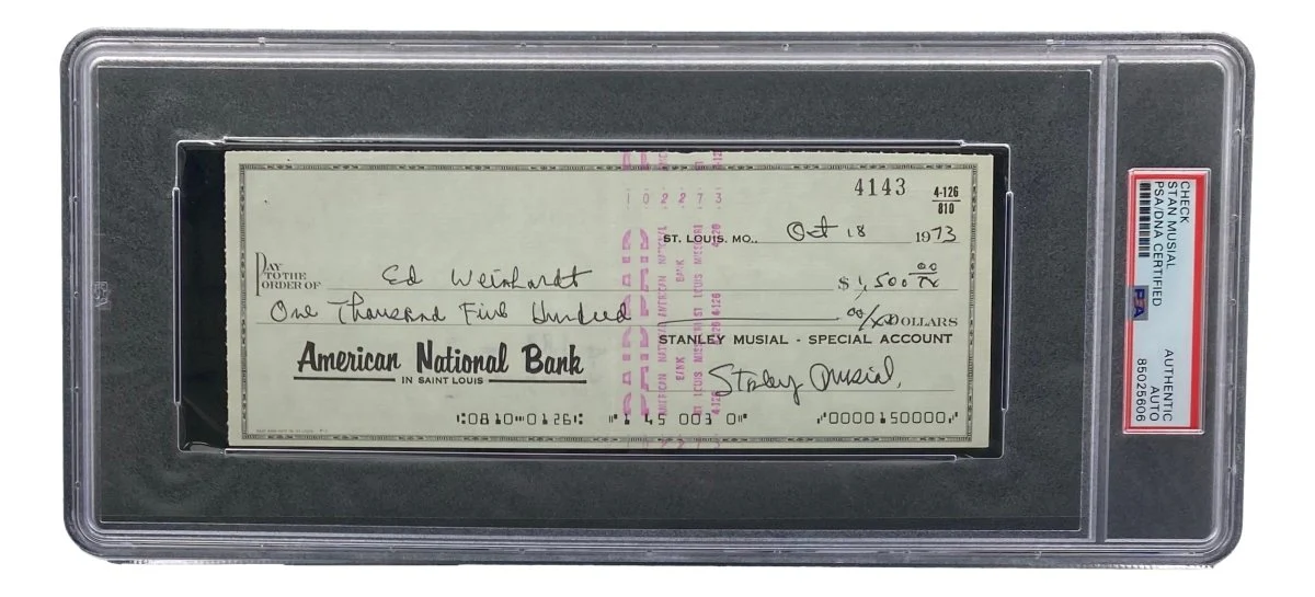 Stan Musial St. Louis Cardinals Signed Bank Check PSA/DNA 85025606 - Image 3
