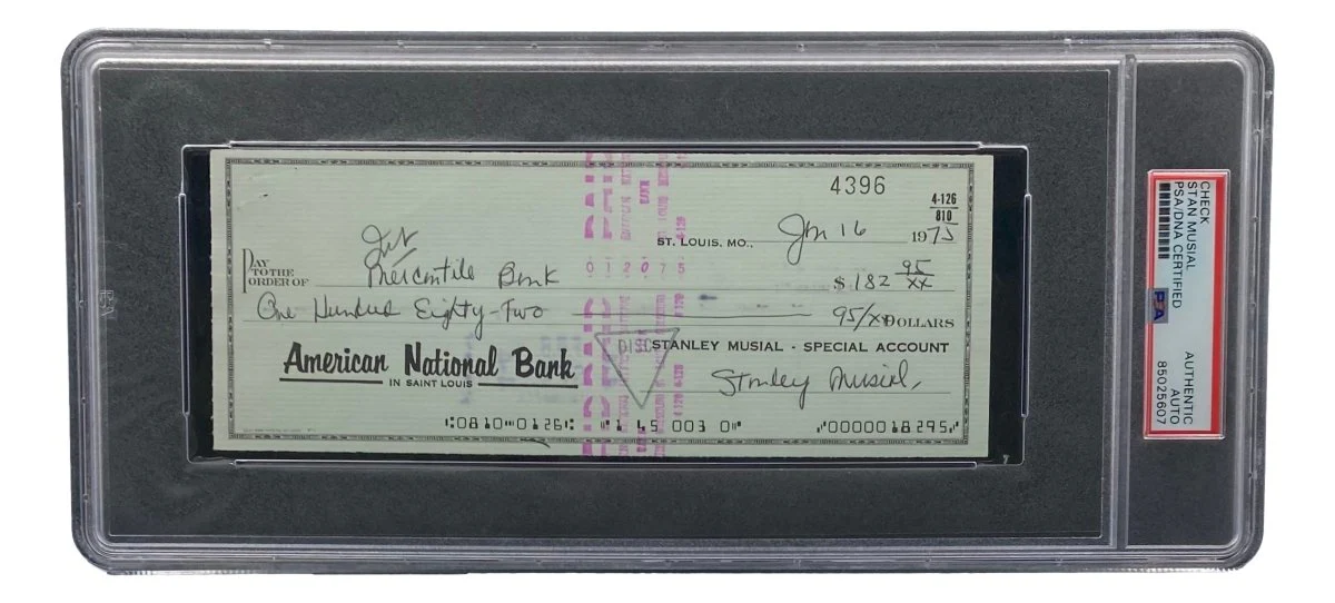 Stan Musial St. Louis Cardinals Signed Bank Check PSA/DNA 85025607