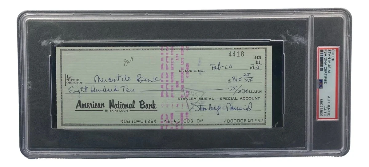 Stan Musial St. Louis Cardinals Signed Bank Check PSA/DNA 85025609 - Image 4