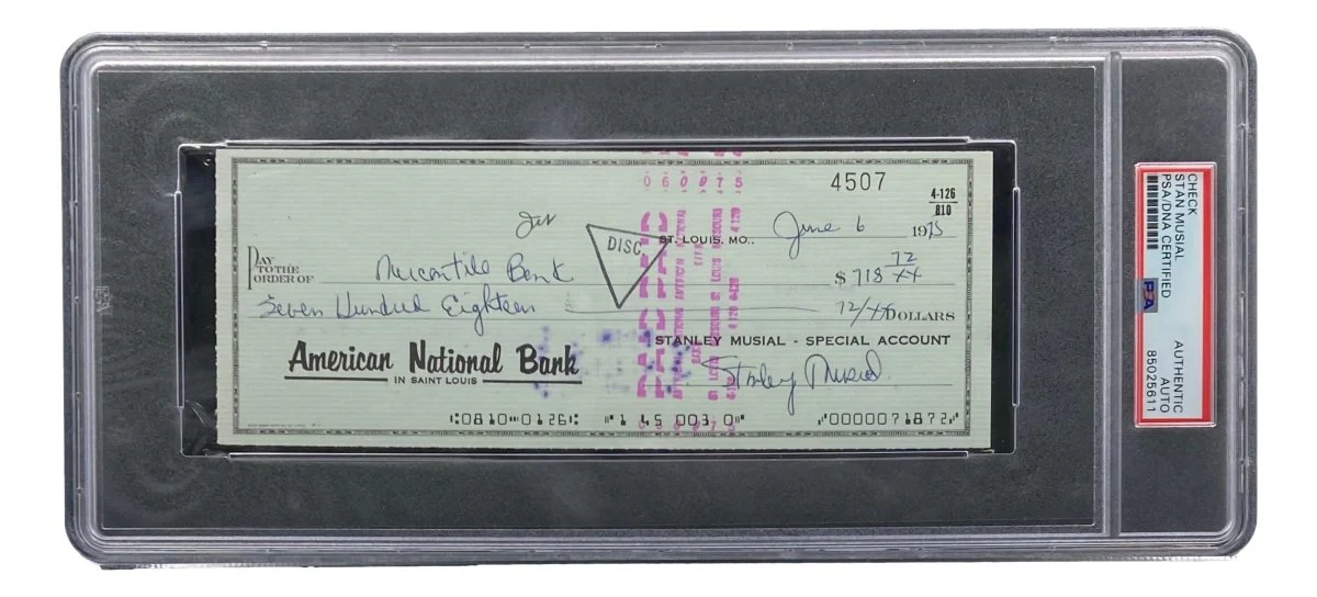 Stan Musial St. Louis Cardinals Signed Bank Check PSA/DNA 85025611 - Image 4
