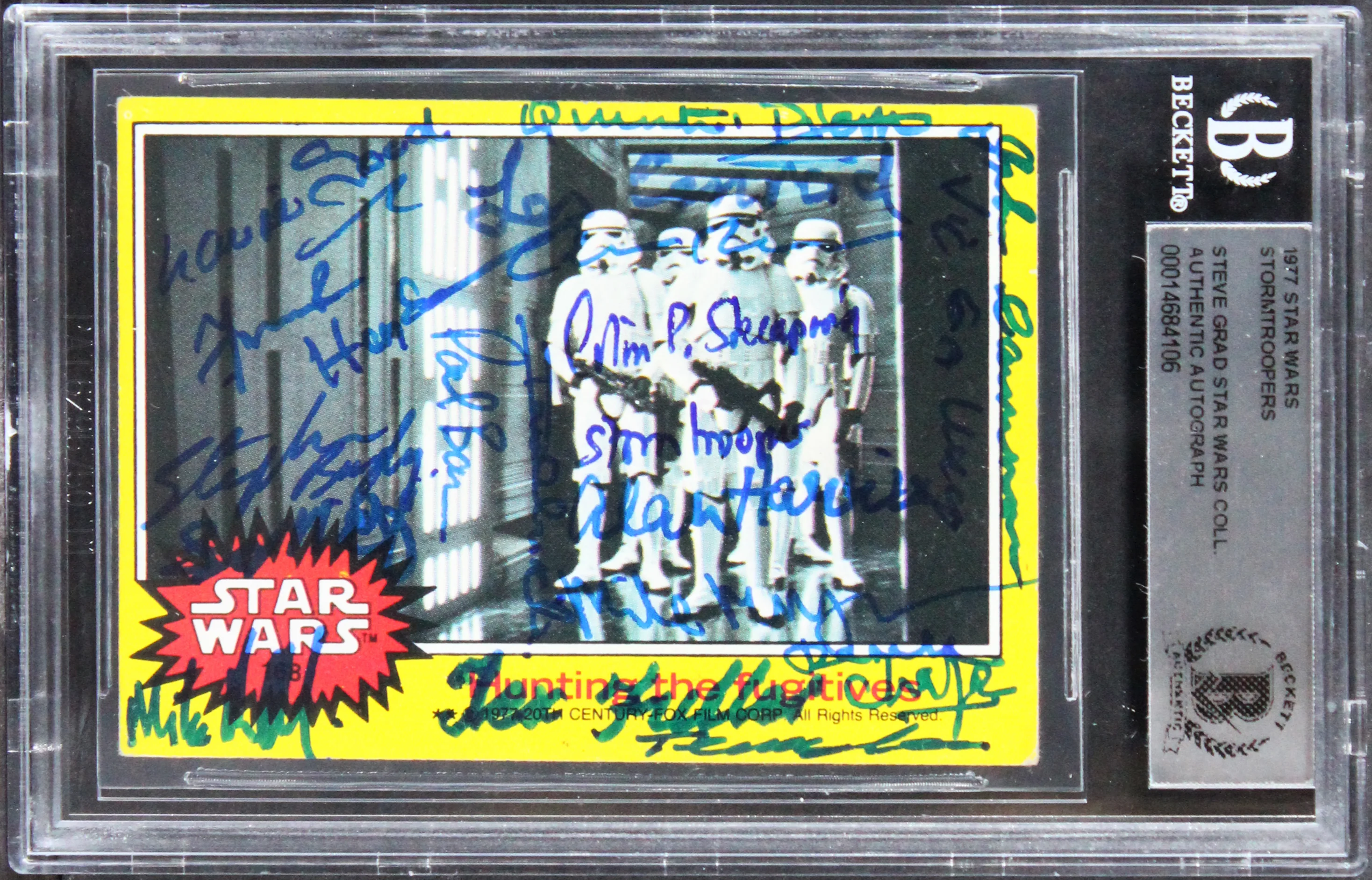 Star Wars (17) Harris, Bayley, Goode +14 Signed 1977 Stormtroopers Card BAS Slab - Image 2