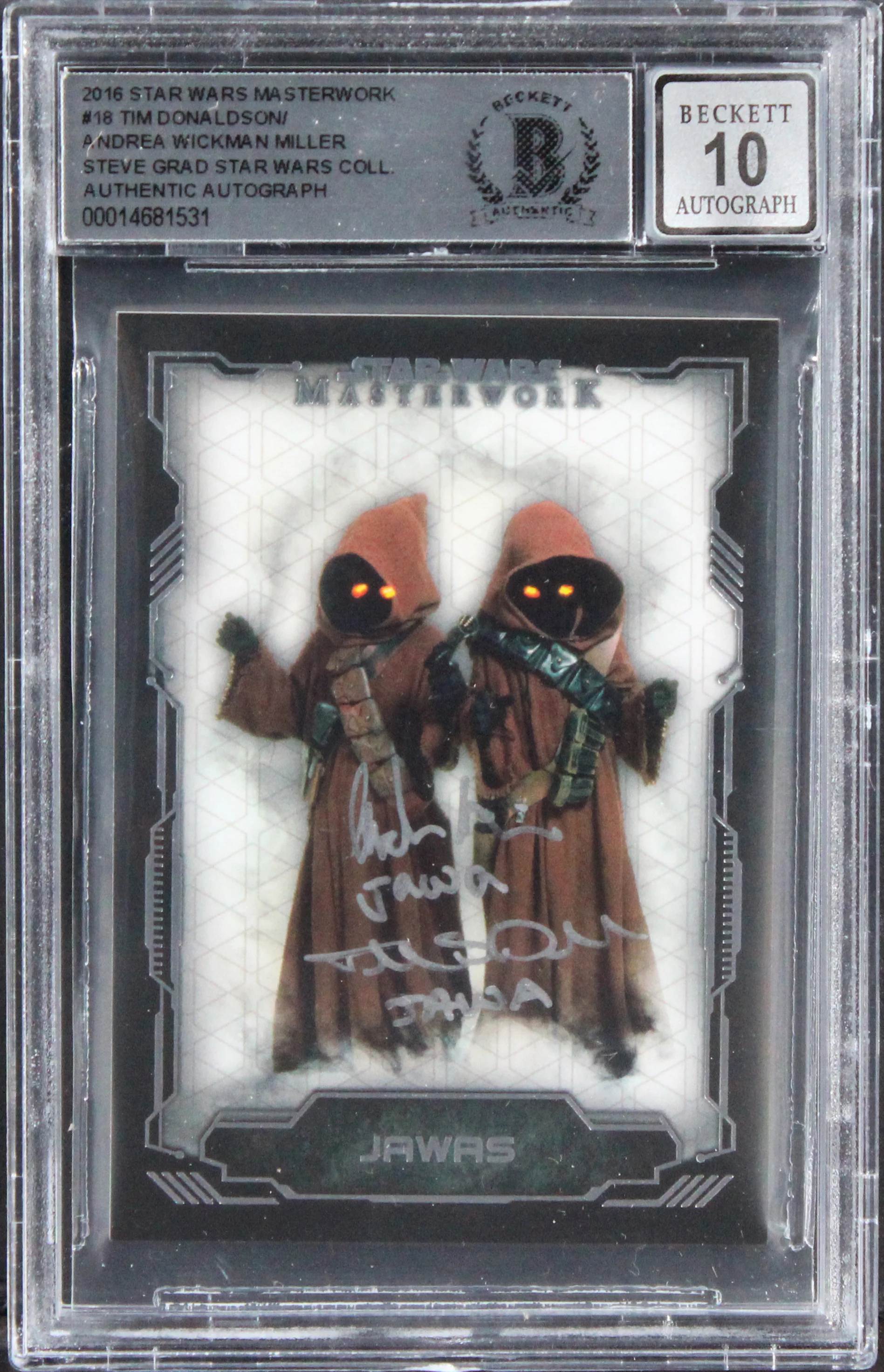 Star Wars (2) Donaldson & Miller Signed 2016 SW MW #18 Card Auto 10! BAS Slabbed - Image 2