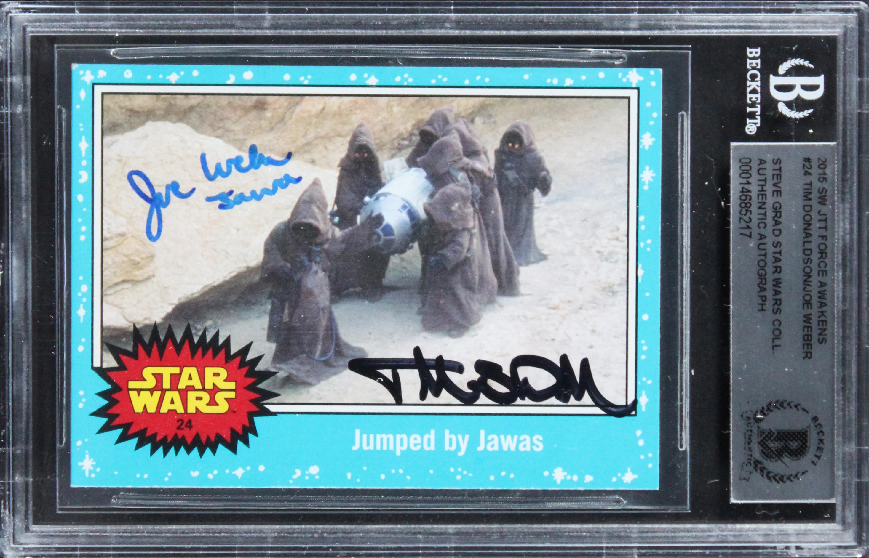 Star Wars (2) Donaldson & Weber "Jawa" Signed 2015 SW JTT FA #24 Card BAS Slab - Image 2